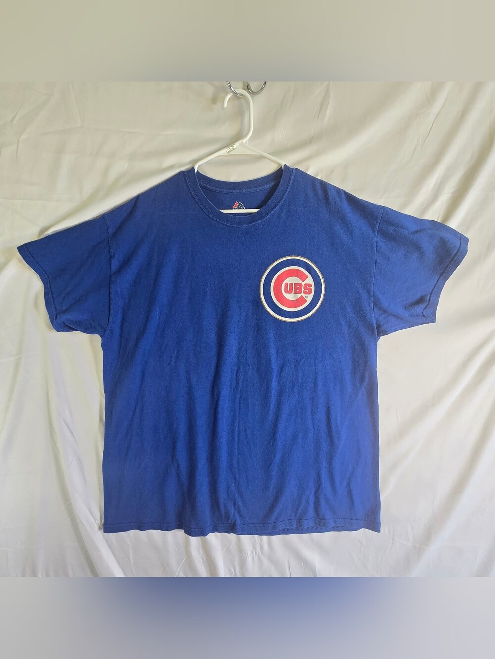 Majestic Chicago Cubs Anthony Rizzo Jersey T Shirt Mens XL Double Sided #44 Blue
